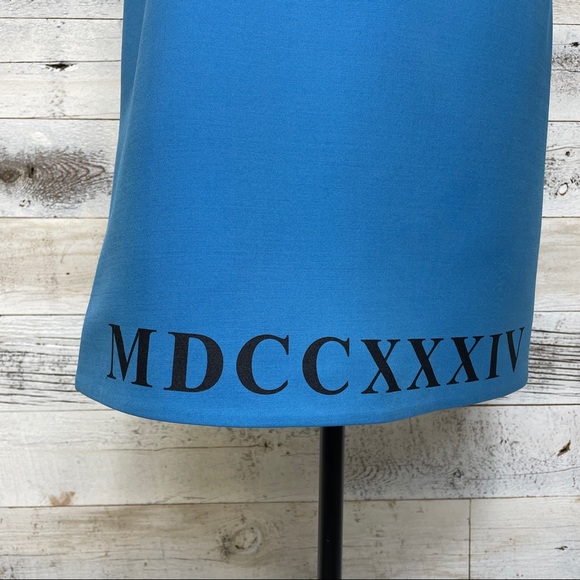 GUCCI Blue Wool Roman Numeral Skirt Size 40 4 610297 Midi Runway Lined Rare Chic - Picture 4 of 16